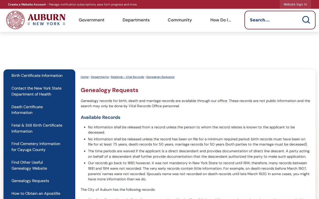 Auburn residents directory reference to Auburn genealogy request rules