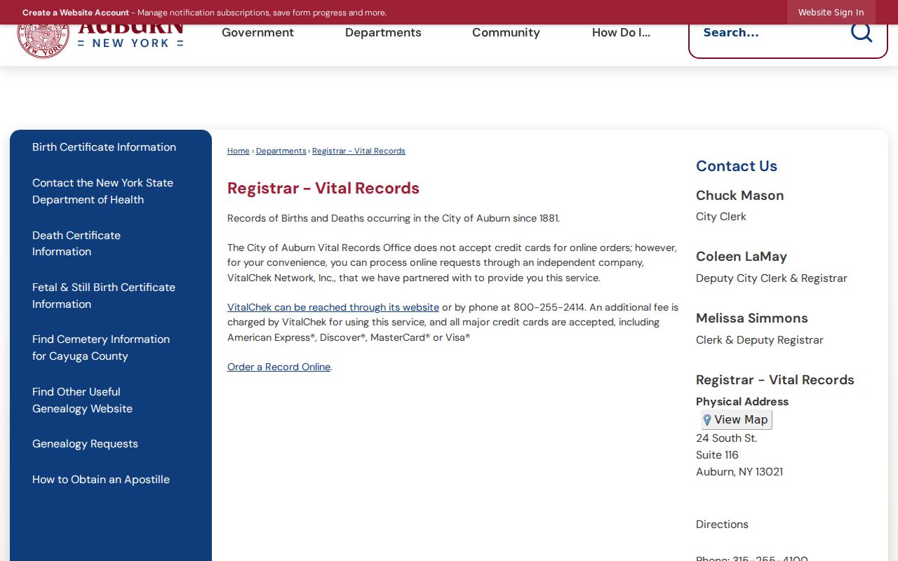 Auburn resident lookup vital-records information from the city registrar