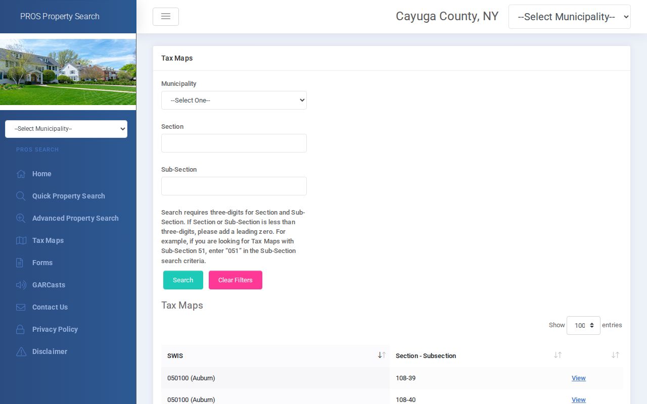 Auburn ZIP code directory Cayuga County Tax Map Online search
